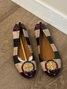 Tory Burch Multicolor Leather Logo Ballet Flats